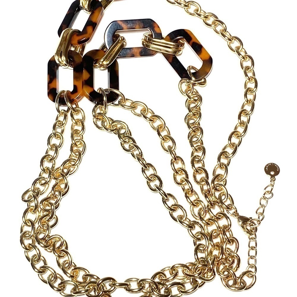 Charter Club Necklace Gold Tone Chains Acrylic Links 36”+ 2.5”